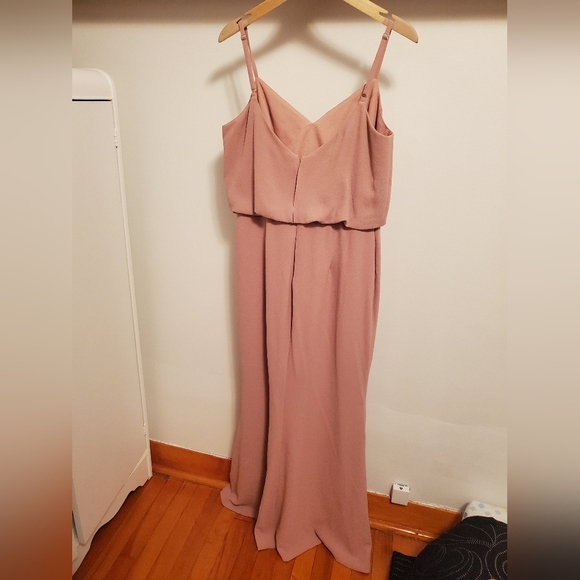 Dress The Population Gracelyn Blouson Jersey maxi dress.High split. Pink. Size L - Picture 3 of 16
